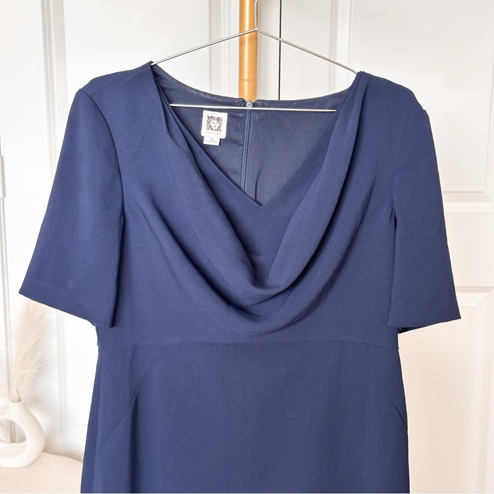 Anne Klein Blue Sheath Dress with Cowl neck - Picture 4 of 8